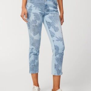 NWT Chico’s Tranquil Palms Coffee Denim Straight-Leg Crop Jeans. Size 3